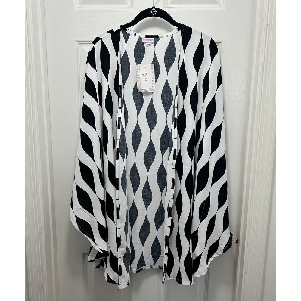 BNWT LuLaRoe Pearl Kimono Overlay - Black & White size Large